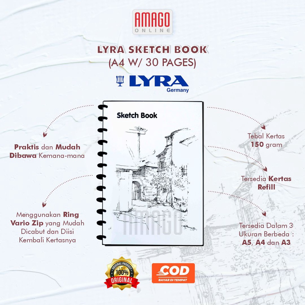 Jual LYRA Sketch Book A4 30 Pages Sheets 150 gsm Buku Sketsa Menggambar Sketchbook Premium