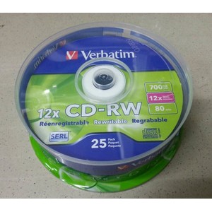 Jual CD-RW Verbatim CB 25 / CDRW blank verbatim tabung 25 / CD RW 12X ...