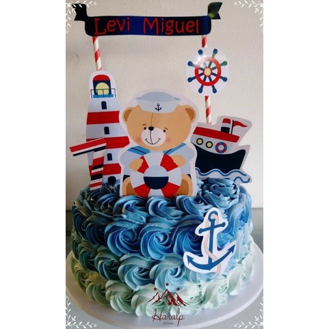 Jual Topper cake kue pelaut perahu bear sailor free nama dan ucapan ...