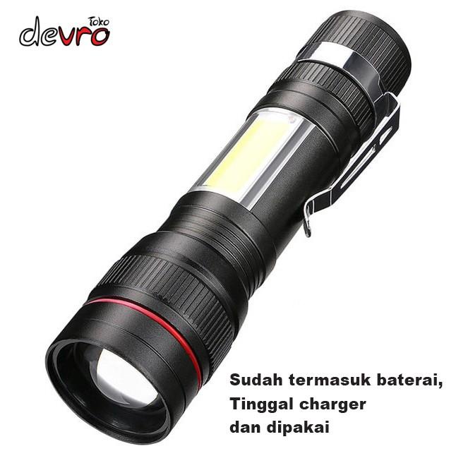 Jual Senter LED USB Rechargeable XML-T6 + COB 3800 Lumens - Albinaly ...
