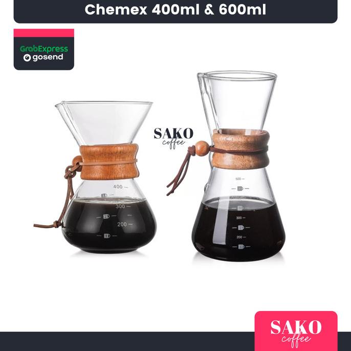 Jual Server Chemex Coffee Pot 400Ml 600Ml Coffee V60 Glass Pour Over