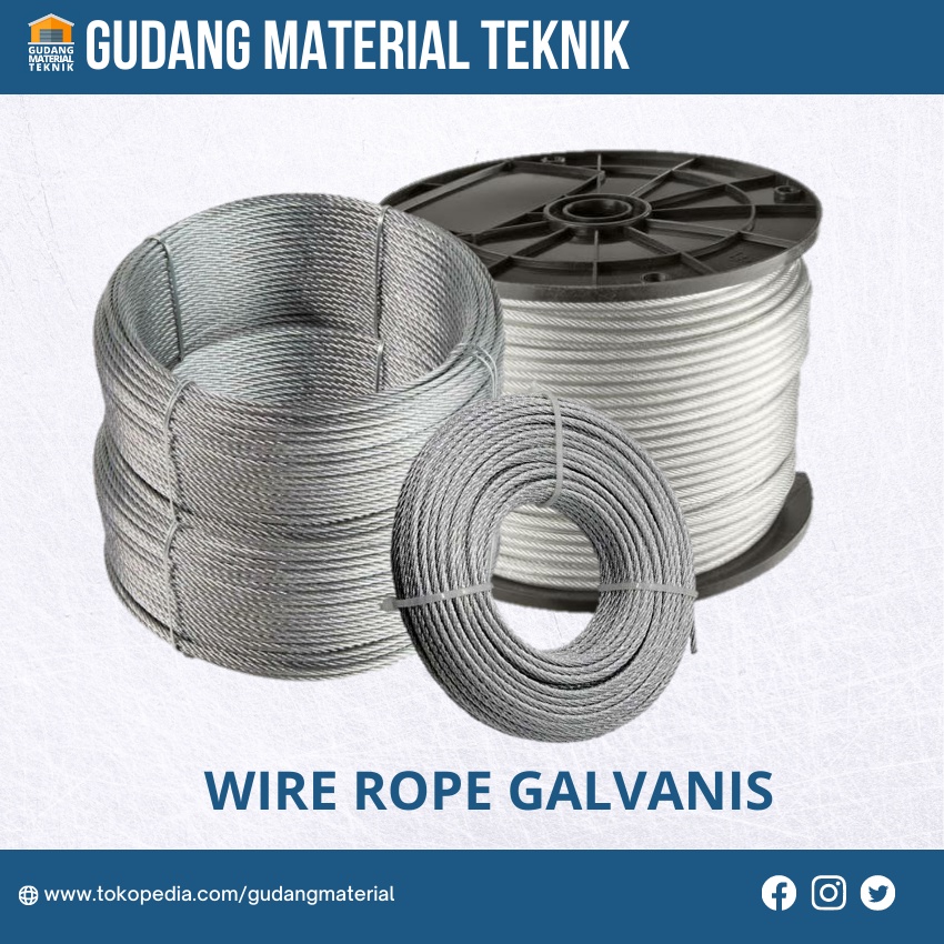 Jual Wire Rope Tali Sling Baja Galvanis Mm Shopee Indonesia