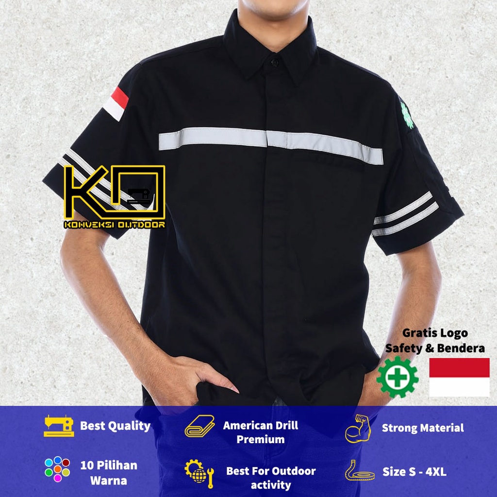 Jual KEMEJA WEARPACK BAJU SAFETY K3 OUTDOOR INDOOR Seragam Kemeja Kerja Lapangan Lengan Pendek