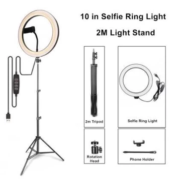 Paket Komplit Ringlight 26Cm Tripod 2 1 Meter Make Up Vlog Lampu Ringlight