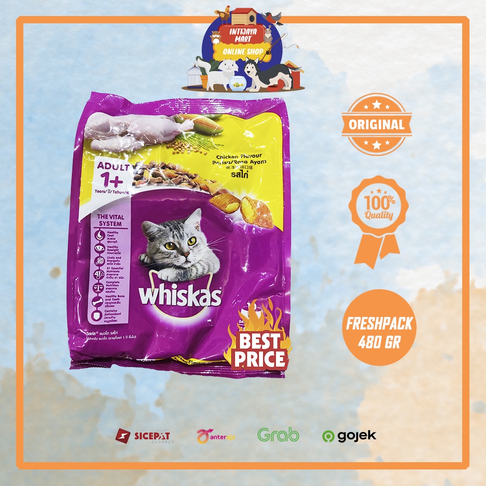 Jual Whiskas Chicken Adult 480 Gram Fresh Pack Makanan Kucing Whiskas