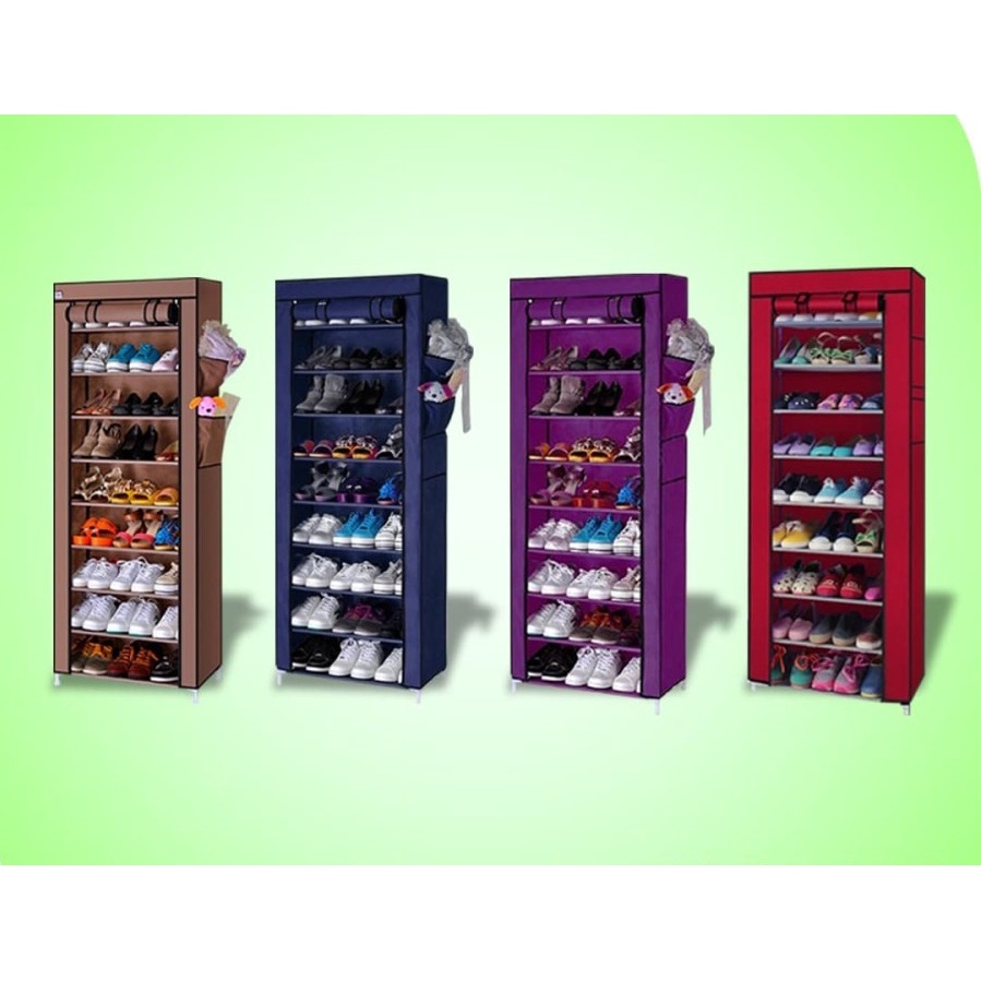 Jual RAK Sepatu Kain 10 Tingkat 9 Susun Lemari Sepatu Minimalis ...