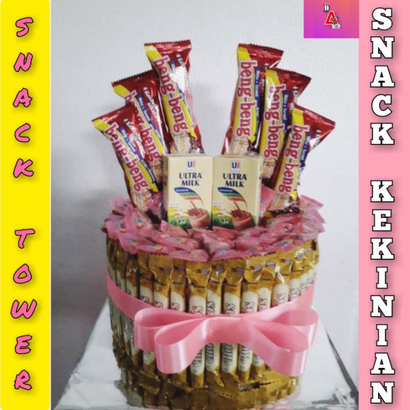 Jual SNACK TOWER BIRTHDAY / SNACK CAKE / SNACK ULTAH KEKINIAN / HAMPERS