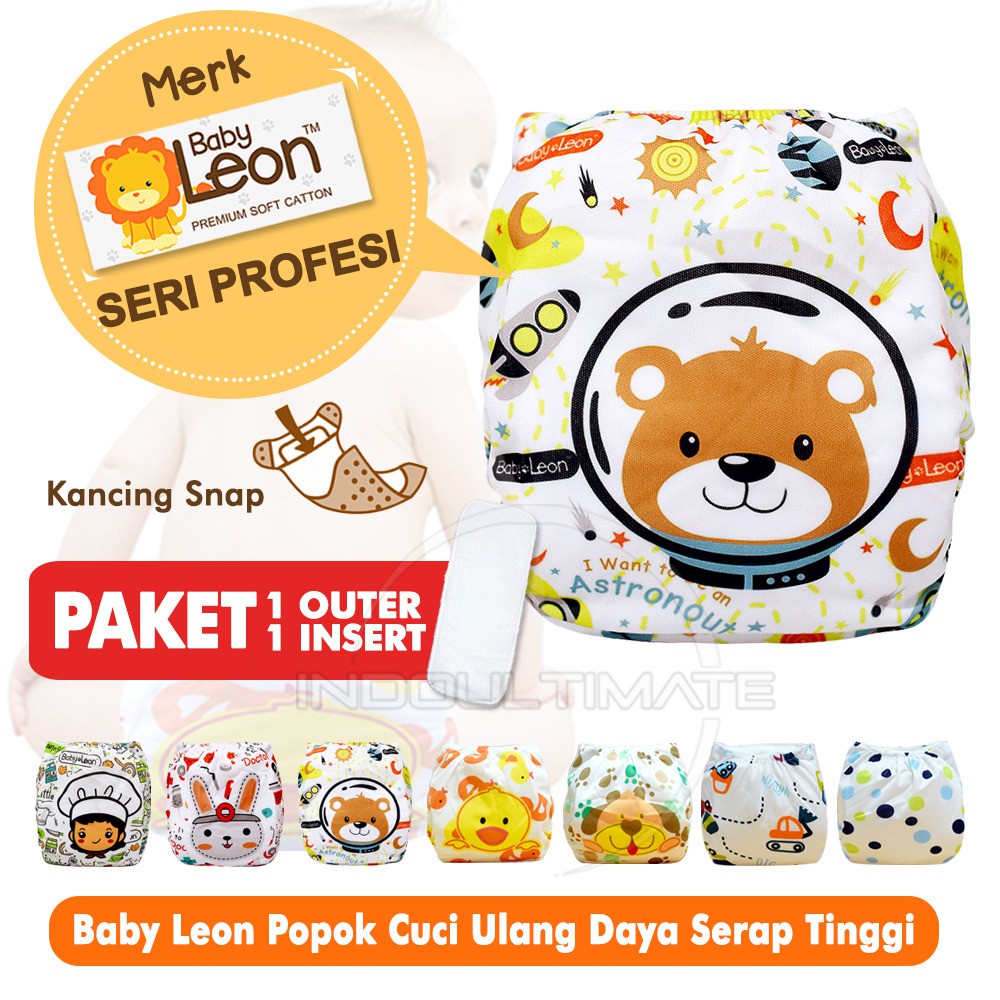 Jual ORI BABY LEON Clodi Popok Kain Bayi Motif FREE INSERT Baby Cloth ...