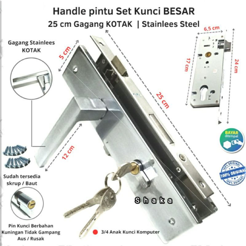 Jual Kunci Pintu Rumah Stainless Besar 25cm Bodi Kunci Pintu Slot Kunci ...