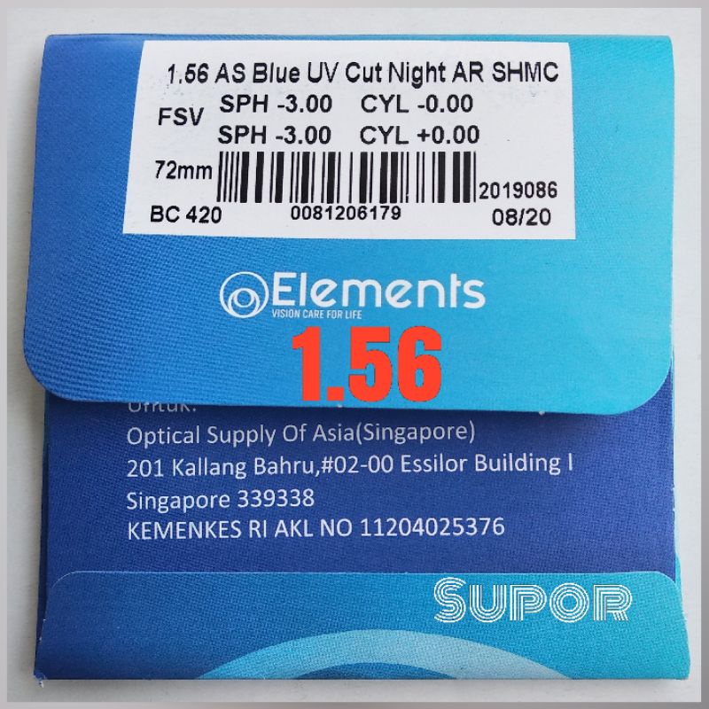 Jual elements Lensa kacamata Essilor Elements anti radiasi Blue Ray ...