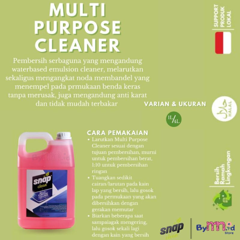 Jual SNAP CLEAN MULTI PURPOSE CLEANER 4L | SNAP CLEAN PEMVERSIH ...