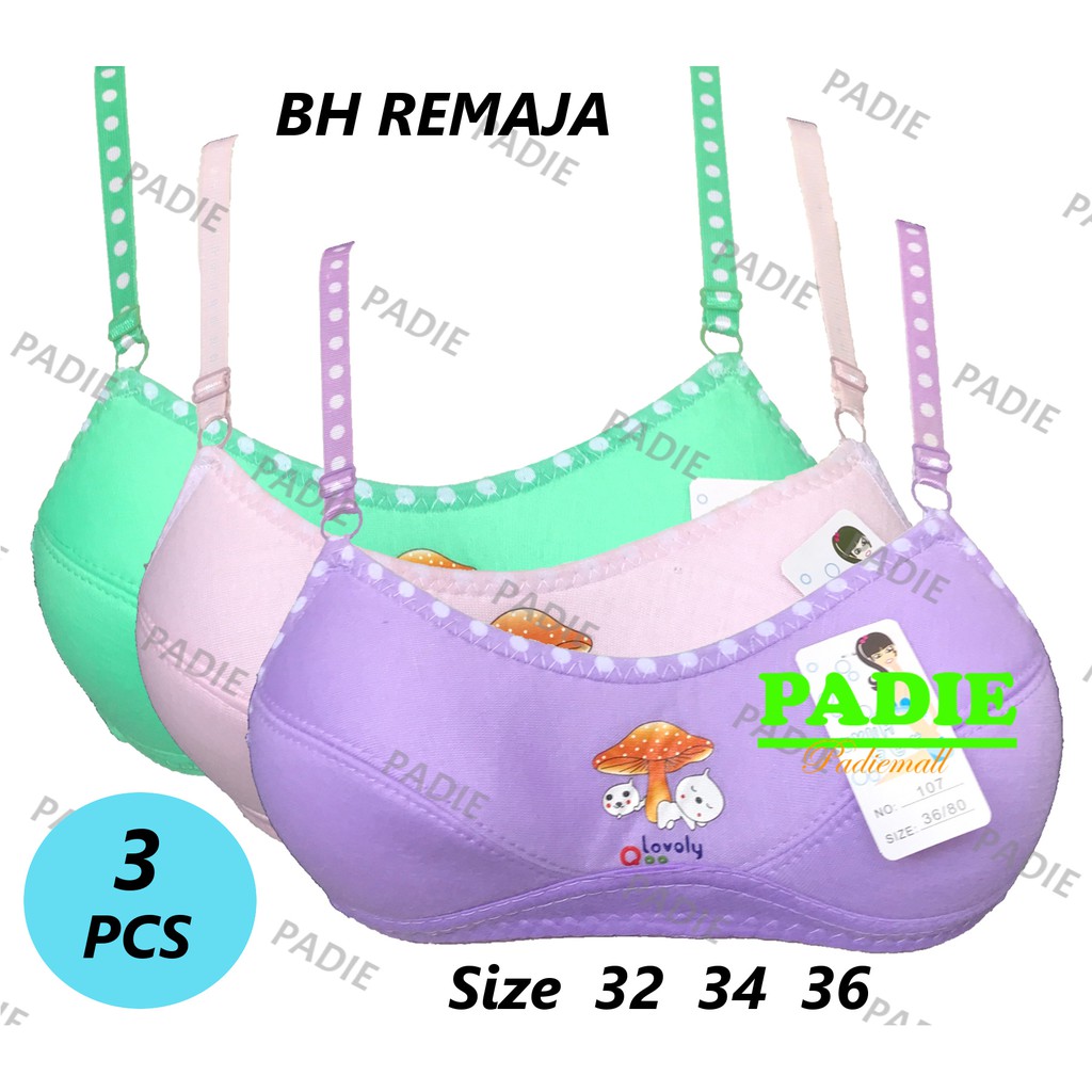 BAYIe - 6 PCS BH/Bra Remaja ABG/Wanita Tanpa Kawat Bahan Katun MUTE /