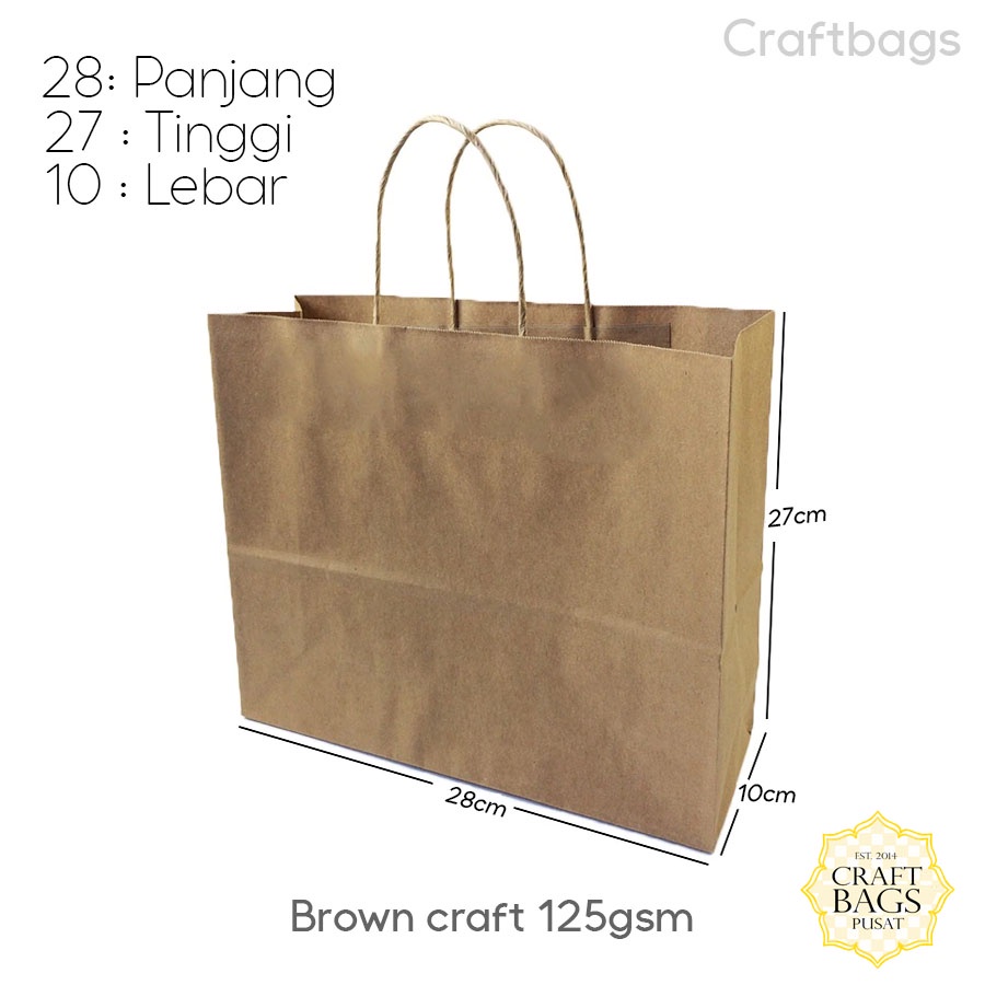 Jual Paper Bag Coklat Polos LANSCAPE 27x10x28 CM / Paper Bag Polos ...