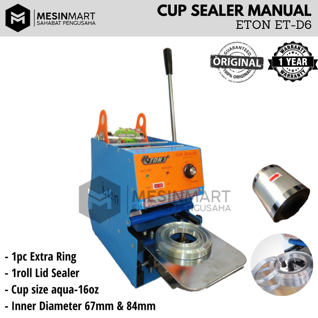 Jual Cup Sealer Eton Et D Press Gelas Aqua Gratis Plastik Roll Lid Original Garansi Resmi