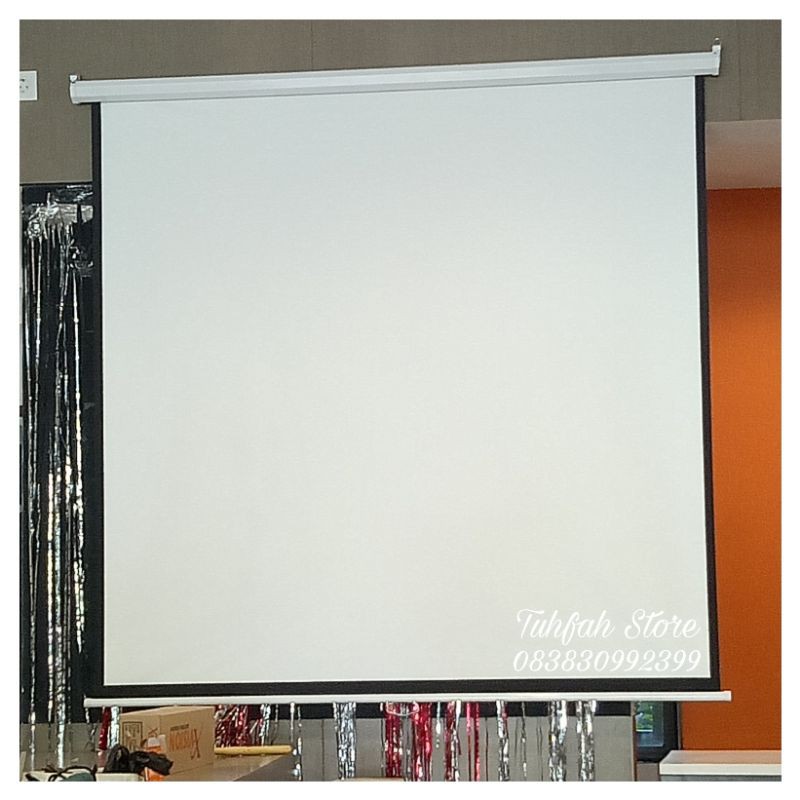 Jual Layar proyektor 120" (305 x 305cm) wall manual gantung screen