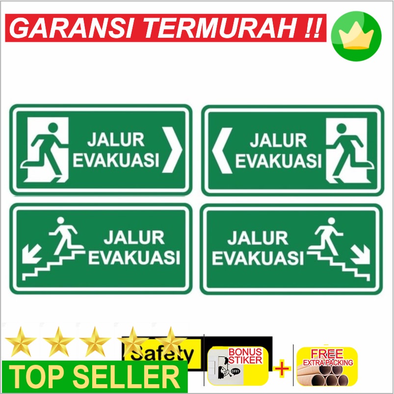 Jual Terlaris Rambu Sign Jalur Evakuasi 30cm x 80cm Rambu K3 Plat ...