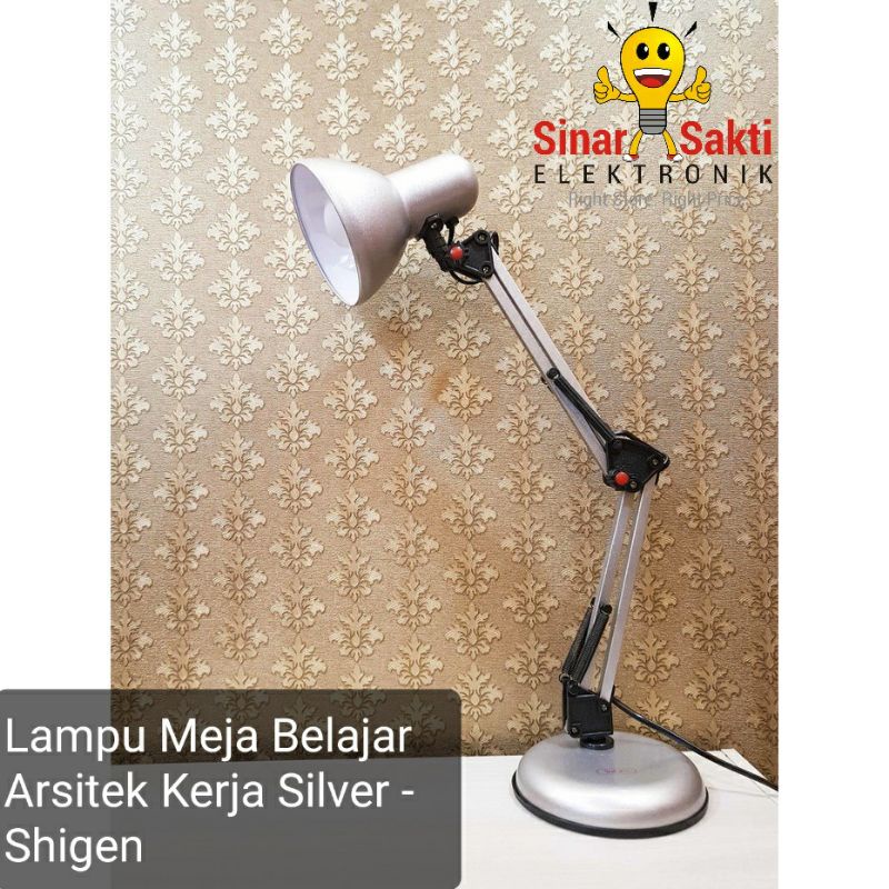 Jual Lampu Meja Belajar Arsitek Lampu Kerja Duduk Silver Shigen Abu Abu