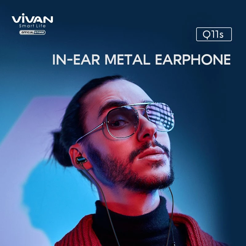 VIVAN Earphone Headset Deep Bass In Ear Metal Wired Stereo AUX 3.5 mm Q11S Garansi 12 Bulan