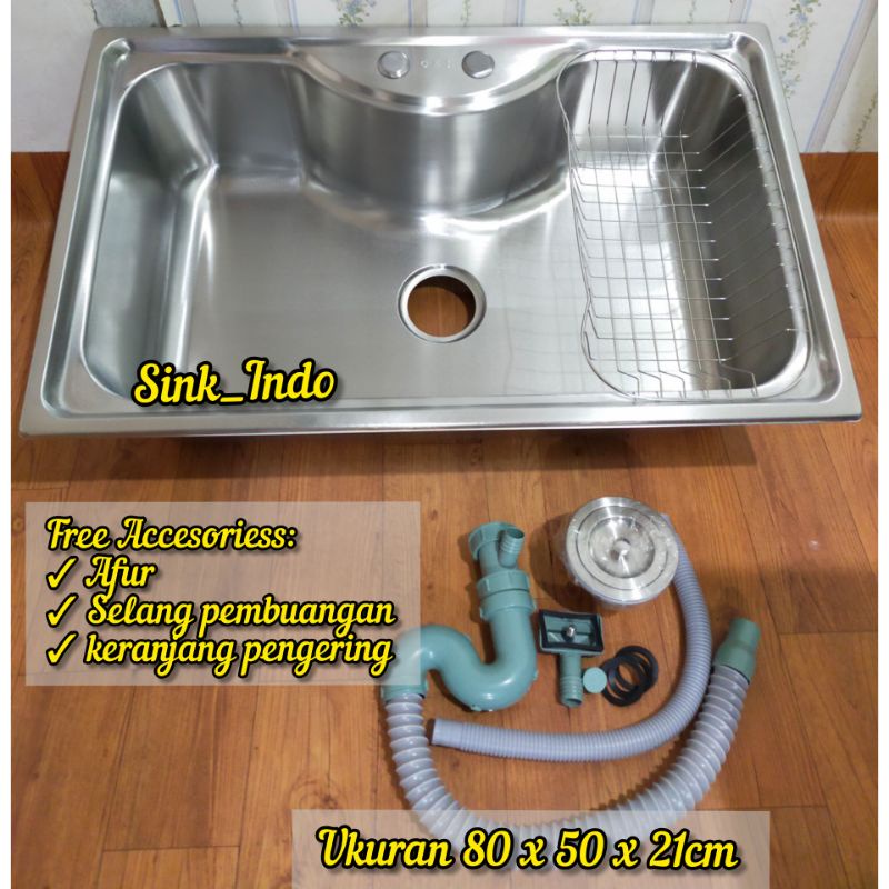 LARIS Bak Cuci Piring Set Westafel ukuran 80cm Kitchen Sink set Tempat Cuci Piring wastafel Set