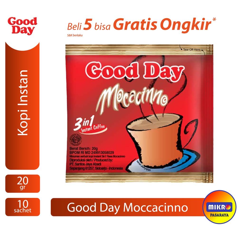 Jual Good Day Mocacinno Moka 20 gr Kopi Instan [10 sachet] 1 Renceng