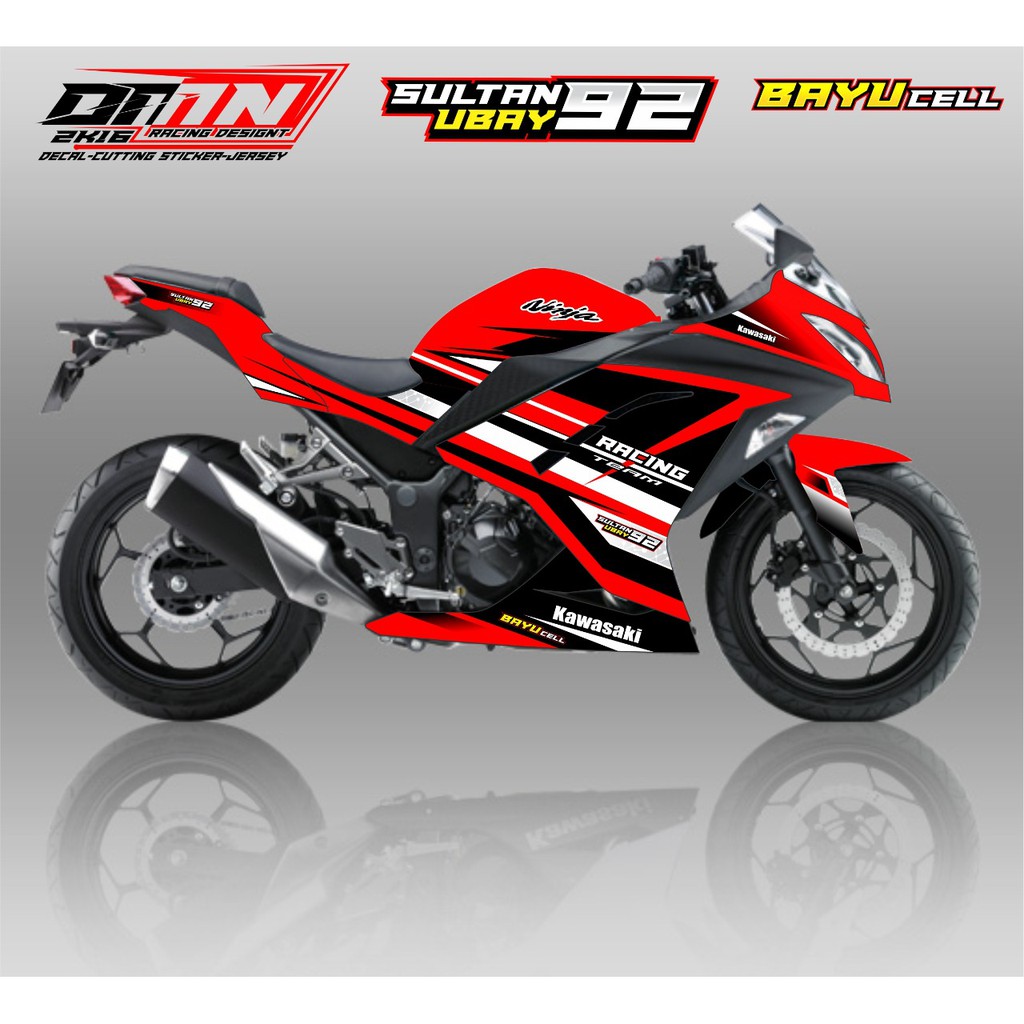 Jual Decal Ninja Fi 250 Desain Minimalis Warna Merah Bisa Custom