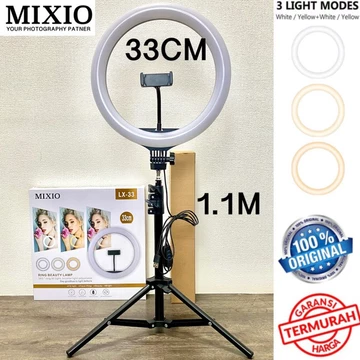 MIXIO RING LIGHT LED 33CM Lampu 33 Cm Make Up Lampu Ringlight Tripod 55cm 1.1m 1.6m 2.1m Live