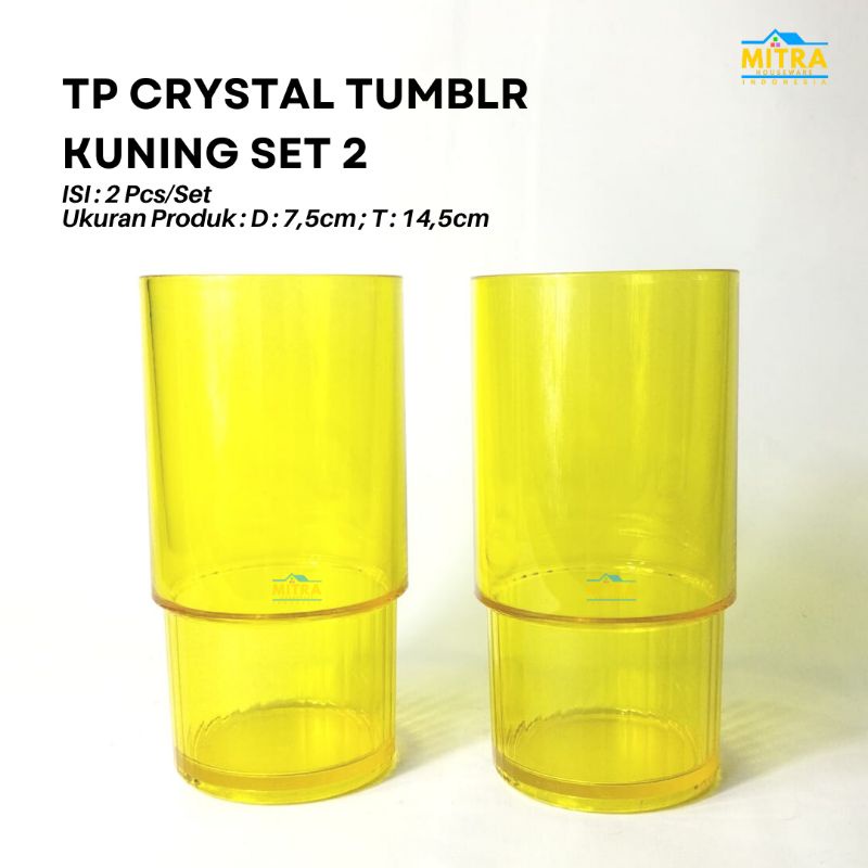 Jual DISC 40 TUPPERWARE CRYSTAL TUMBLER KUNING SET 2 Gelas set