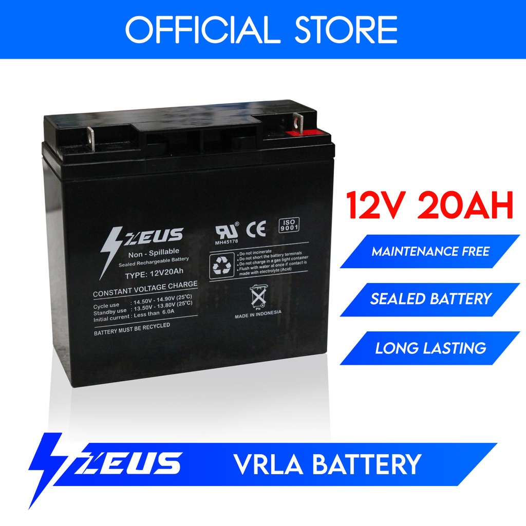 Jual Aki Genset 12v 20ah / 12 v 20 ah VRLA Zeus Baterai Kering MF