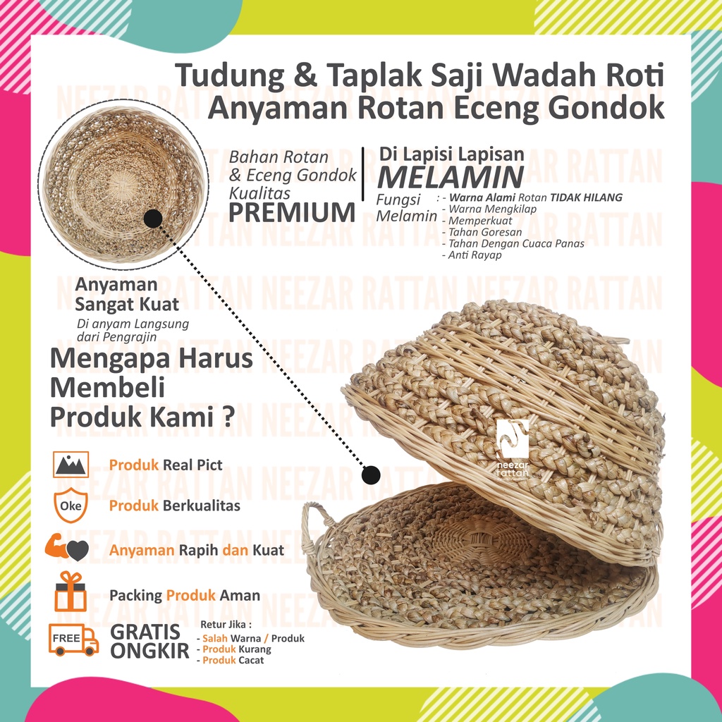 Jual Paket Tudung Taplak Saji Wadah Roti Anyaman Eceng Gondok