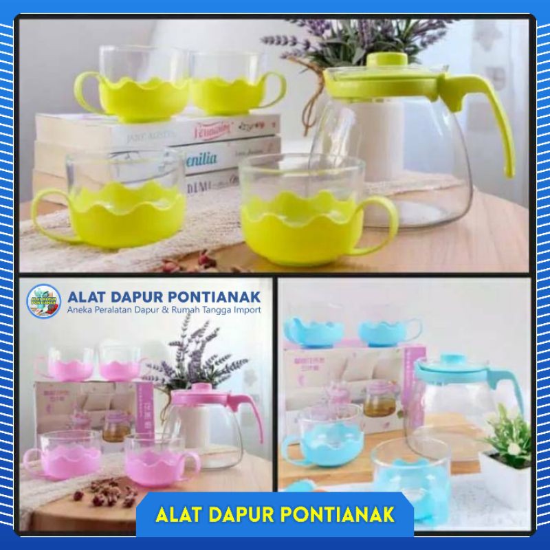 Jual Tea Pot Set 5 In 1 Sun Glass 5in1 Paket Teko Gelas Cangkir Tempat Minum Teapot Sunglass Set 8819