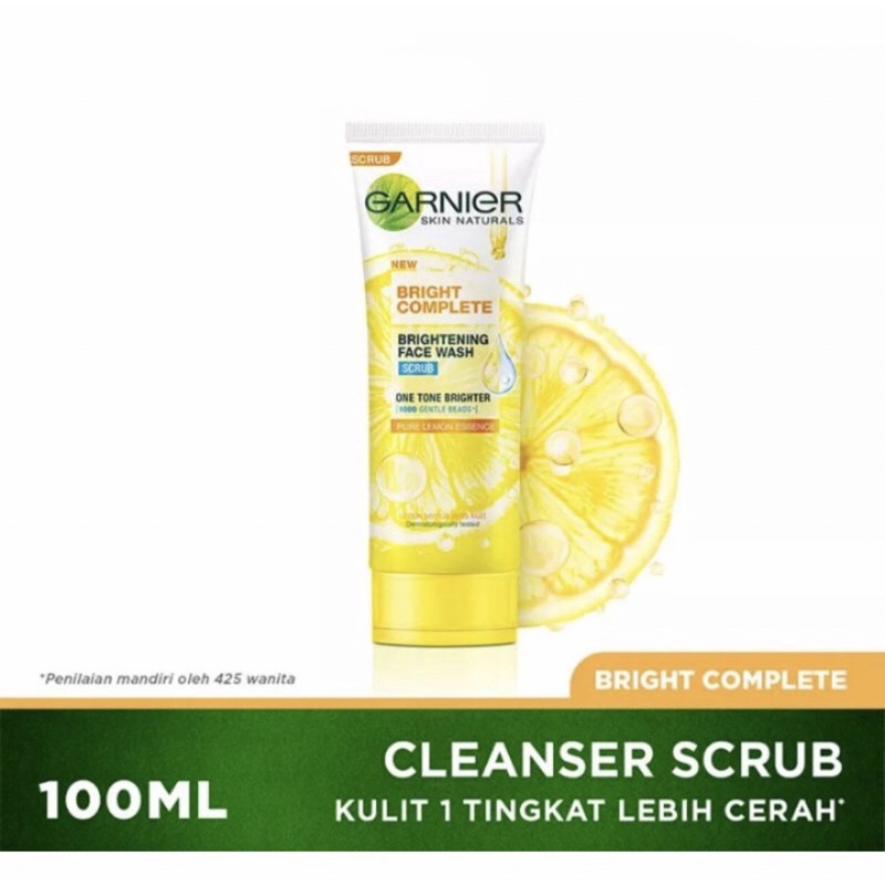 Jual Garnier Bright Complete Face Wash Scrub 100ml Shopee Indonesia