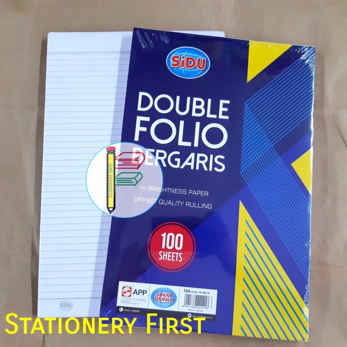 Jual Kertas Double Folio Bergaris Isi 100 Lembar Sidu Sinar Dunia Shopee Indonesia 2783