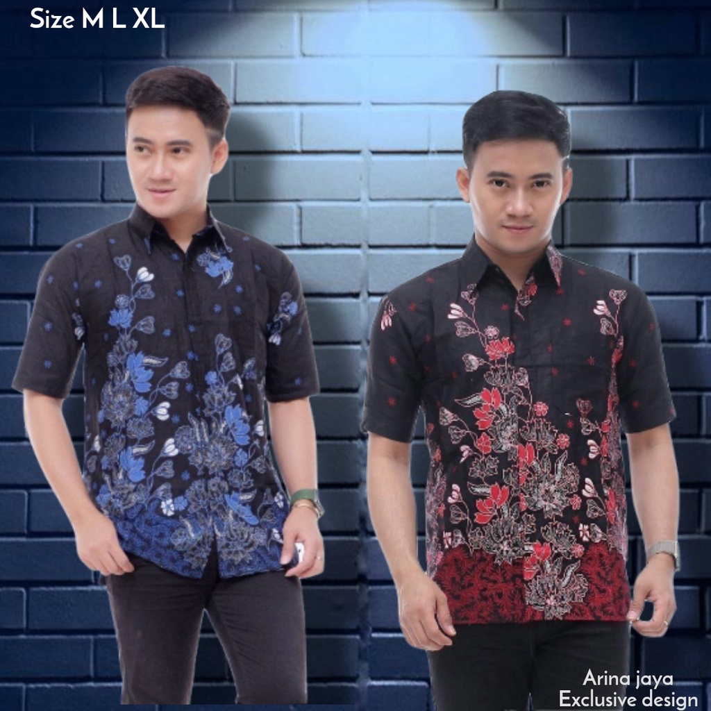 Jual Baju Batik Lengan Pendek Pria Bahan Kain Katun Halus Hem Atasan ...