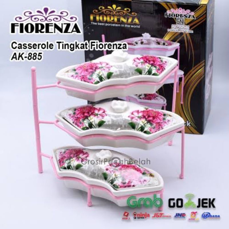 Jual Wadah Saji Casserole Rak susun Tingkat Fiorenza Ak885 | Shopee ...