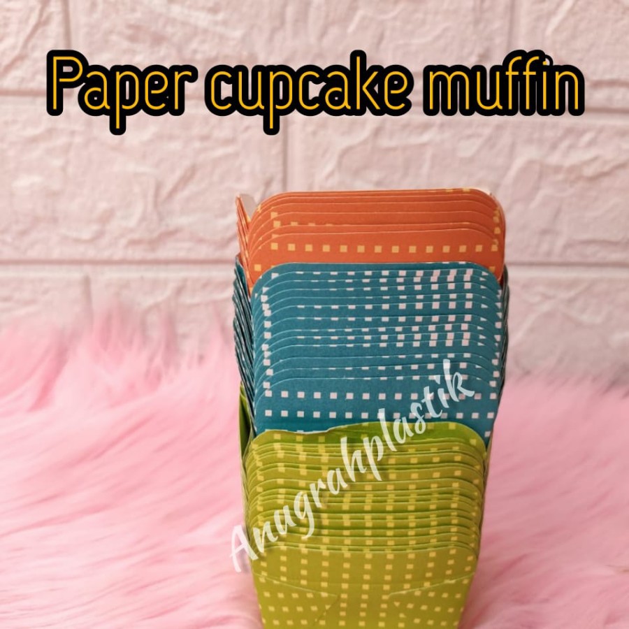 Jual Paper cupcake-cup kertas kotak -Cup muffin kotak (per pack ...