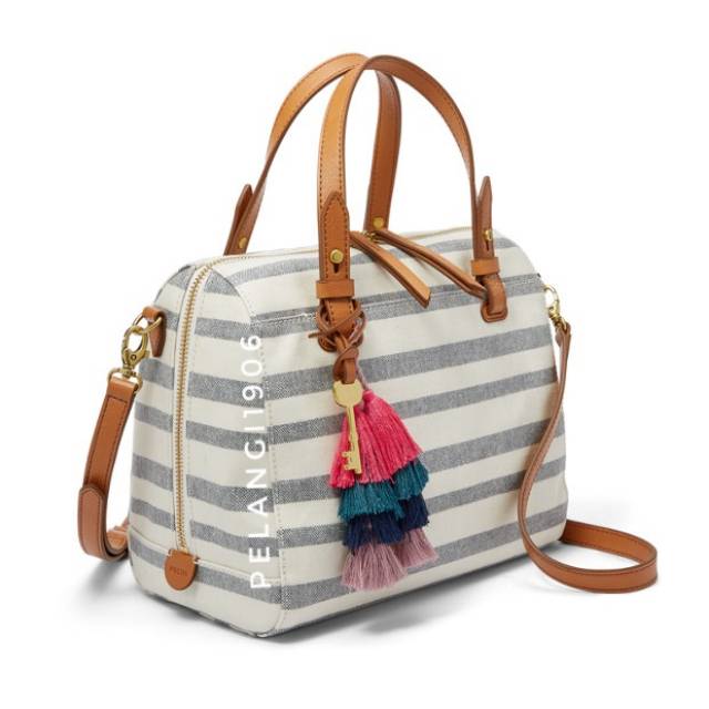 Jual Tas Fossil Rachel Satchel Blue Stripe Shopee Indonesia