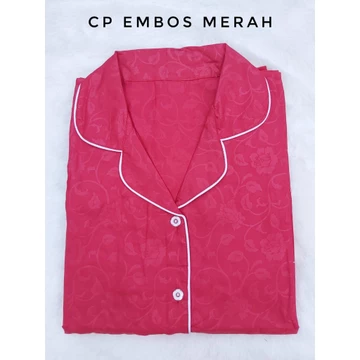 BJ PIYAMA CP SATIN EMBOS WANITA Baju Tidur Wanita Dewasa Lengan Pendek