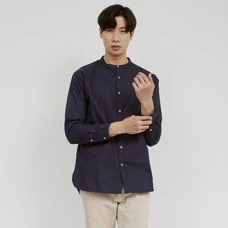M231 Kemeja Pria Koko Shanghai Polos Oversized Panjang Navy 1985D