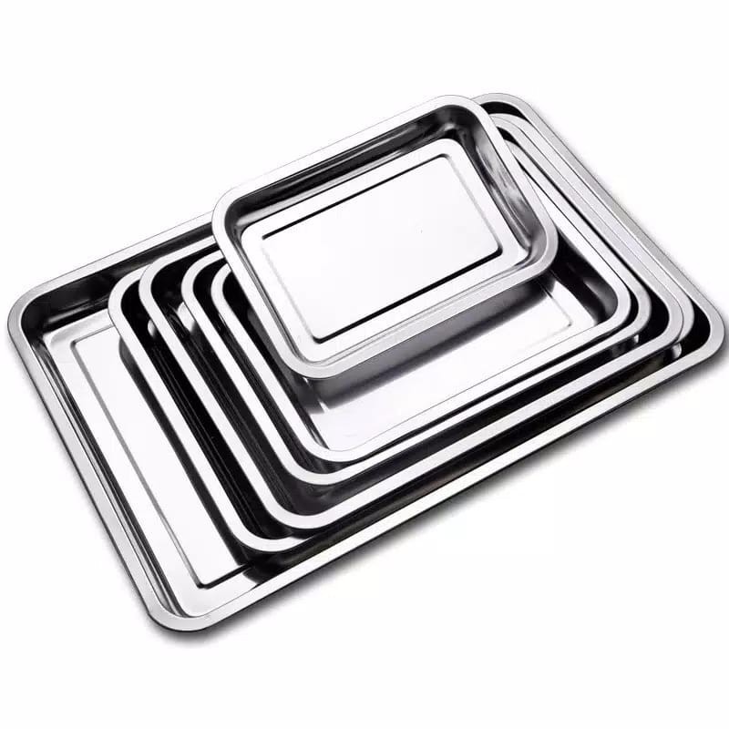 Jual Nampan Stainless Persegi Tebal Baki Kotak Serbaguna Stenlis Steel Baking Tray Tatakan Saji 5408