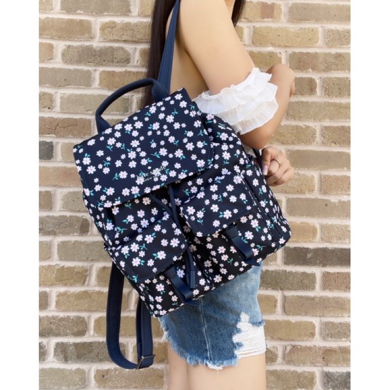 Kate Spade Carley Fleurette Flap Backpack Blue kate spade new york Carley Flap Backpack - Blue Multi for  main image 3