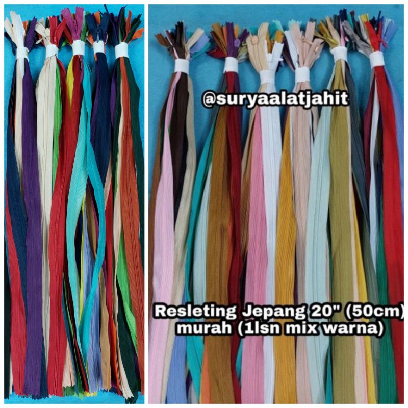 Jual Resleting Jepang 20in 50cm Impor Mix Warna 1lusin Rp 6700 12pcs