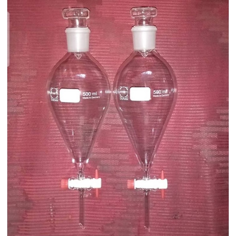 Jual Separating Funnel 500ml Duran/Pyrex kran teflon + Tutup stopper ...