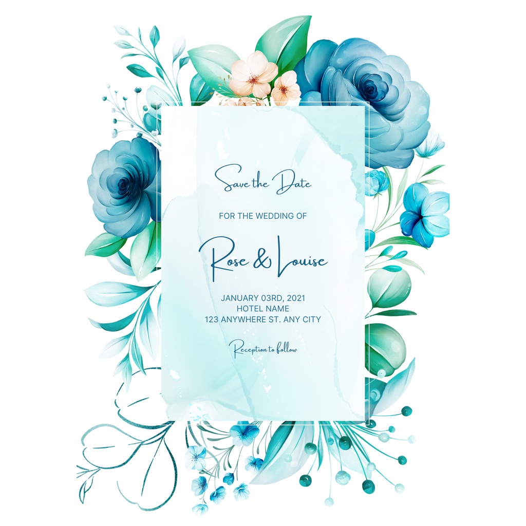 Jual Desain Undangan Pernikahan Asthetic / Astetik (Blue) | Shopee
