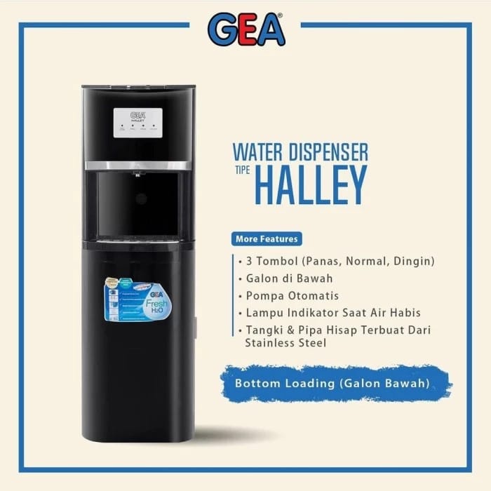 Jual DISPENSER GALON BAWAH 3 TOMBOL LOW WATT GEA HALLEY | Shopee Indonesia