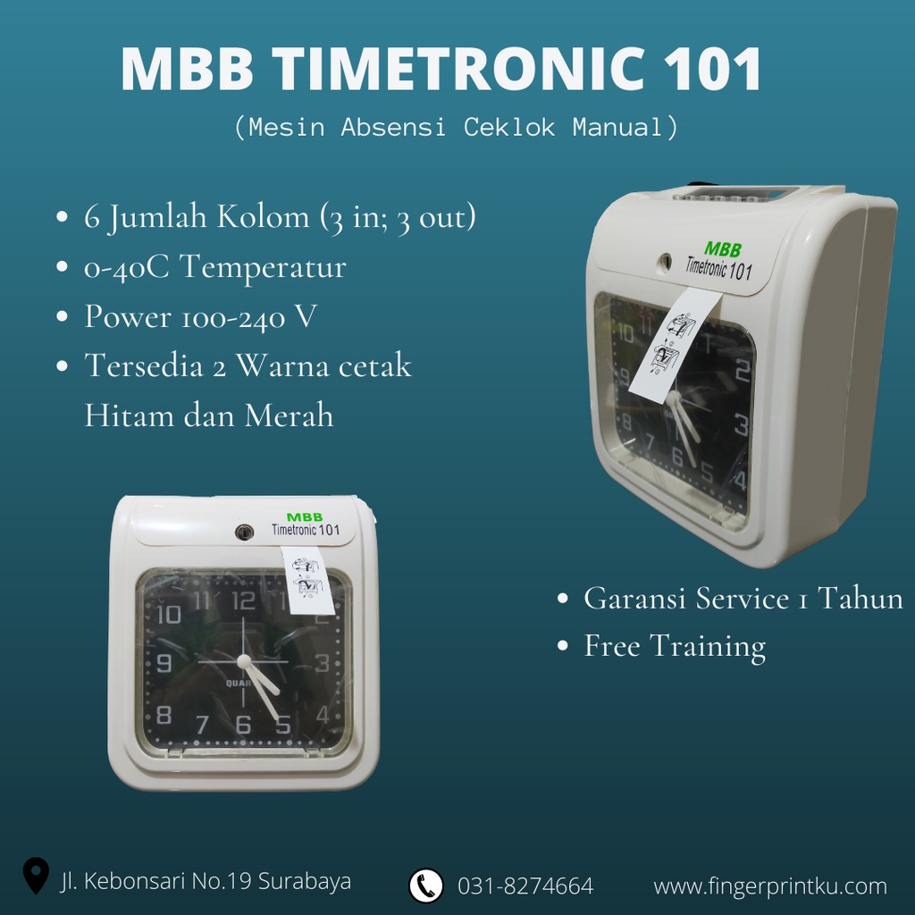 Jual Mesin Absensi Manual Ceklok Mbb Timetronic 101 Shopee Indonesia 0757