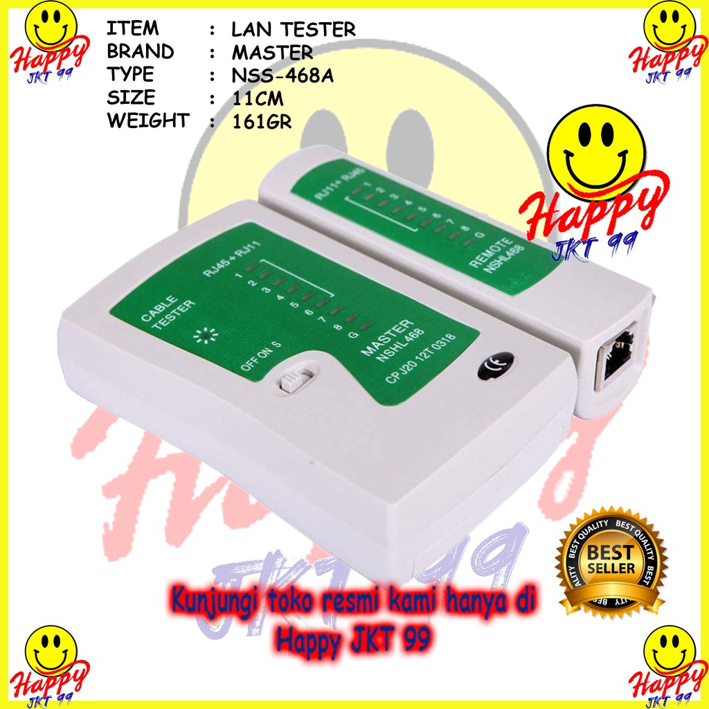 Jual [ HAPPY JKT 99 ] LAN TESTER ALAT PENGUJI KABEL LAN RJ45 TELEPON ...