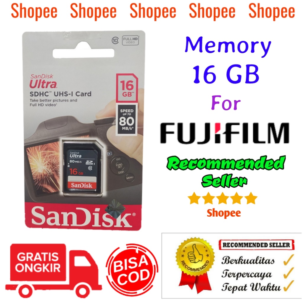 Jual Memory card 16gb 32gb 64gb kamera mirorrless fujifilm X A1 A2 A3