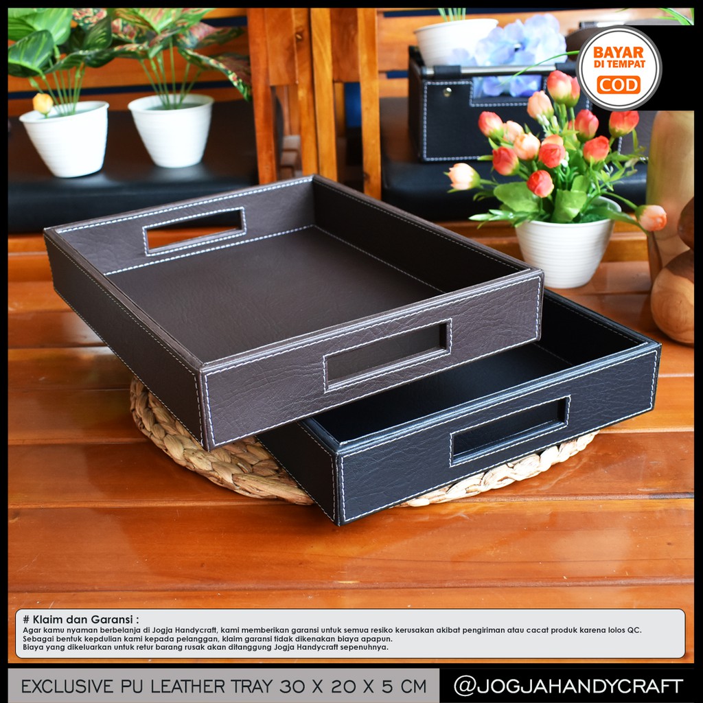 Jual 30x20x5 cm Jogja Handycraft Nampan Kulit Premium / Baki / Tray