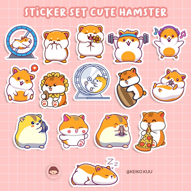 Jual STICKER SET CUTE HAMSTER WATERPROOF ISI 15 PCS | Shopee Indonesia