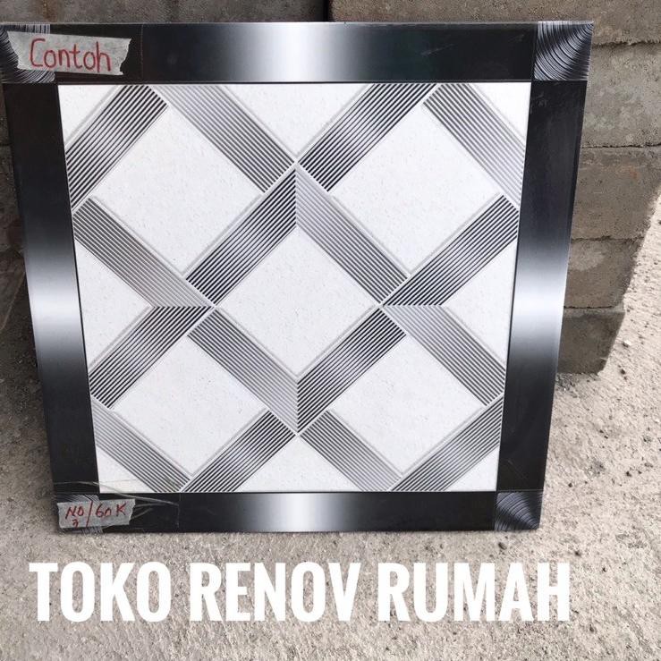Jual Ready Stock keramik 40x40 hitam putih motif kotak (mengkilap